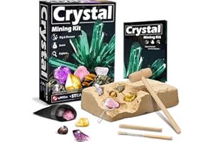 Byncceh Kit di scavo con minerali, Scava 5 gemme e cristalli reali, Kit per scavare gemme per bambini, Giocattoli scientifici per ragazzi e ragazze dai 6 anni in su