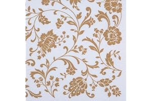 CraftyThings 4 x Paper Napkins - Arabesque White & Gold - Ideal for Decoupage/Napkin Art