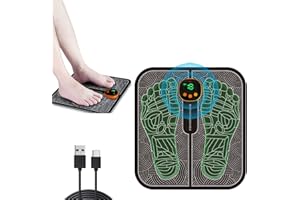 HONGXIAN Masajeador de Pies, Eléctrico EMS para Maseajor de Pies, EMS Foot Massager, con 8 Modos y 19 Engranajesr, Masaje de Piernas Portátil, para Aliviar Dolor Cansadas Mejorar la Circulación Sanguínea