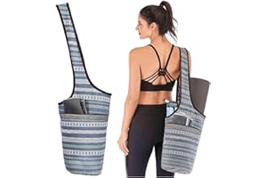 JOYHAZE Bolsa para Esterilla de Yoga con Bolsillo de Gran tamaño, Gran Capacidad, para Deportes, Gimnasio, Compras, fácil Acceso y Ligera, se Adapta a la mayoría de tamaños de tapetes