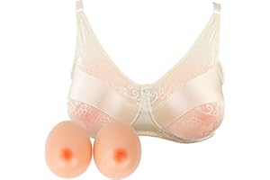 Lervanla Formas de pecho de silicona con brasier de bolsillo para crossdresser prótesis falsa artificial cosplay