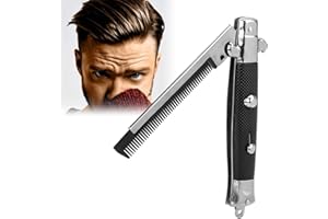 FYEARFLY Switchblade grzebień kieszonkowy, grzebień do skoków, kieszenie na olej, grzebień do włosów, nóż składany, automatyczne grzebienie szczotkowe z zatrzaskiem, do stylizacji włosów, brody, wąsów