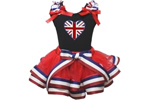 Petitebelle British Heart Shirt Petal Skirt Girl Outfit Nb-8y