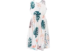 Choomomo Vestito da Mare Vestiti Estivi Senza Maniche Abito con Stampa Floreale Ragazza Bohemien Abiti da Spiaggia Vestiti da Compleanno 2-14 Anni