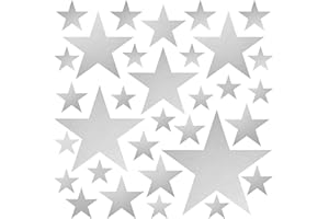 PREMYO 32 Estrellas Pegatinas Pared Infantil - Vinilos Decorativos Habitación Bebé Niños - Fácil de Poner Plata