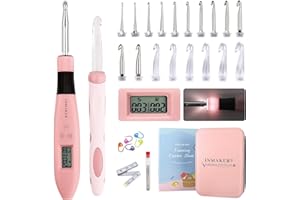 INMAKER Led Häkelnadel Set mit Licht, 18in1 Beleuchtete Häkelnadel set ergonomisch, 2-14mm Häkelnadeln Set Geschenke für Strickliebhaber