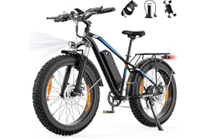 AOIHO Electric Bike, 26" × 4.0" Fat Tyre Electric Mountain Bike with 48V 15Ah/13Ah Battery, 80NM 250W Motor, 5 PAS LCD Display, Electric Bike for Adults 100-120KM Range, E Bike for Men Women MTB