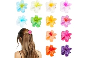 GADITIEK Confezione da 12 mollettone fiore, mollette fiori per capelli, fermagli per capelli a forma di fiore hawaiano, artiglio di mollette capelli donna pinze per capelli