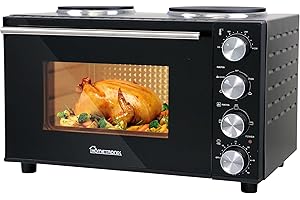 LAPTRONIX HomeTronix 30L Mini Oven: Grill Baking Cooking, Compact & Portable Design, Double Hot Plate, 3 Cooking Functions, Accessories Included - Efficient and Classic