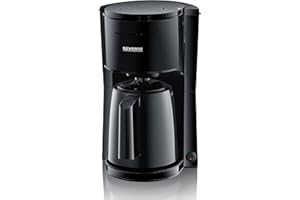 ‎SEVERIN SEVERIN KA 9306 Przelewowy ekspres do kawy z dzbankiem termicznym, na maks. 8 filiżanek, atrakcyjny ekspres filtrujący z termosem, czarny