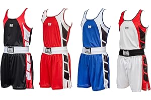 Metal Boxe Ensemble Shorts-Débardeur Adultes Boxe Tenue, Noir, S Homme