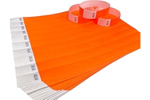 WRIST MAGIC STUDIO 200 Braccialetti Arancione neon Braccialetti di identificazione Tyvek per eventi, sicurezza, feste, festival
