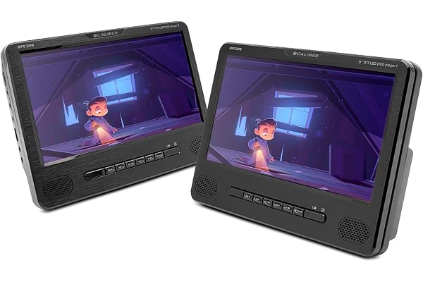 Caliber Lecteur DVD Portable - Voiture - 2 écrans - CD - DVD - VCD - MP3 - MPEG4 - DivX - JPEG - USB - Écran LED - Prise Jack 3,5 mm - Autonomie 1,5h - Noir - 9 Pouces