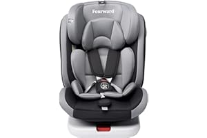 Fourward Baby Autositz Kindersitz 360°drehbar mit ISOFIX und Ruheposition, 40-150 cm / 0-12 Year / 9-36KG, 5-Punkt-Sicherheitsgurt, Kinderautositz, ECE R129