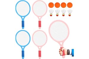 SUNOYA Raquette De Tennis Pour Enfants: 4 Pièces Jeu De Raquettes Et De Badminton, Pour Sport Intérieur Et Extérieur, Avec Sac De Transport (Orange)