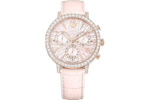 Swarovski Matrix Kollektion kronograf klocka, Swiss Made, läderarmband, roséguldtonad finish