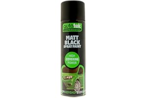 Autotek Professional High Covering Power Spray Paint, Matt Black, 500 ml