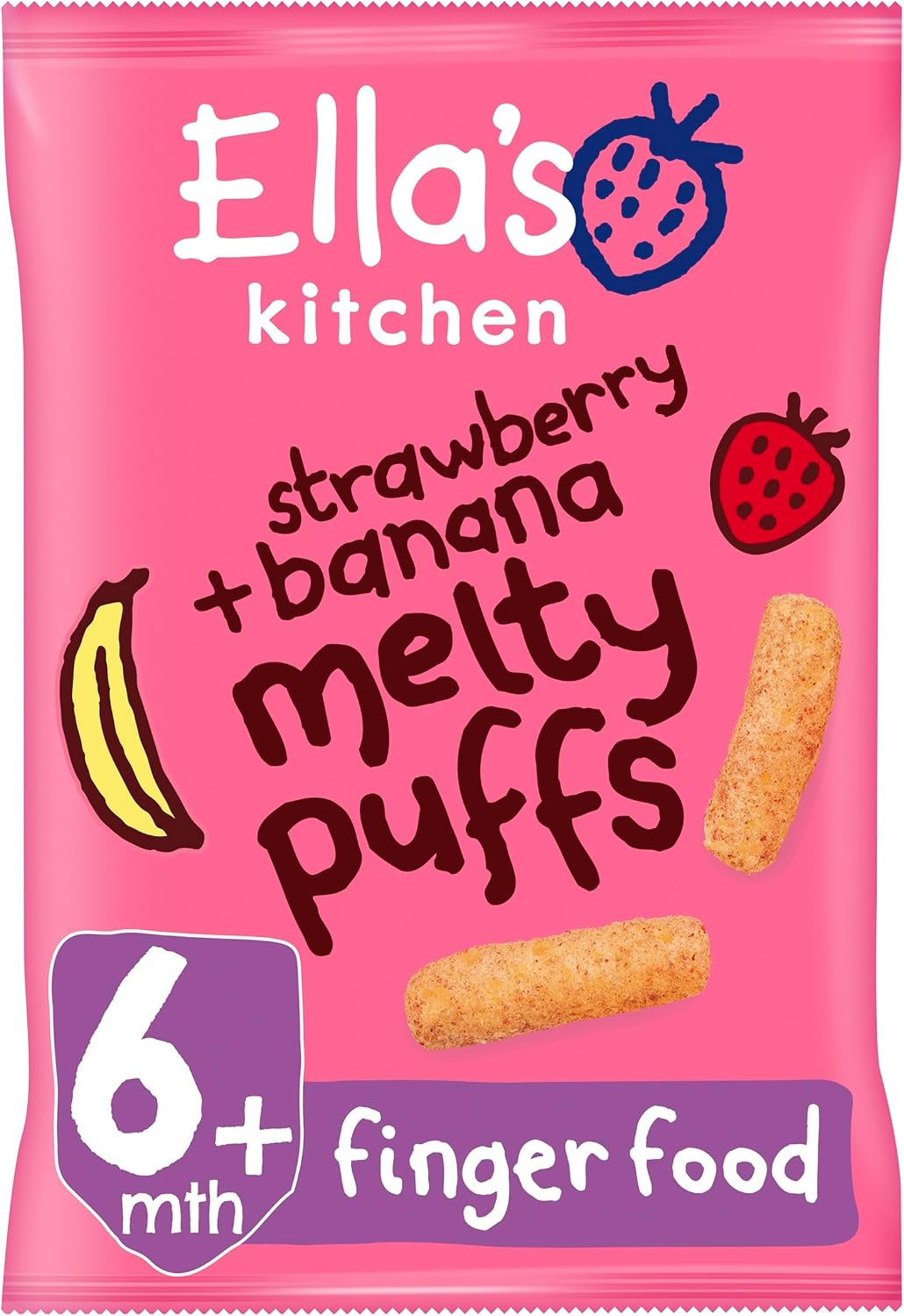 Ella's Kitchen Organic Strawberries and Bananas Puffs, 20g