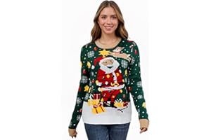Crittygo Pull de Noël Femme Rigolo Ugly Pull Noel, Hiver Pullover Noel Femme, Noël Pull en Tricot pour Femmes, Cadeaux de Noël pour Les Femmes