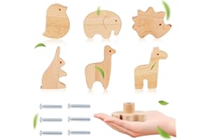KFDDRN Boutons de meuble ronds en bois pour chambre d'enfant avec vis - Pour armoire d'enfant, tiroir, armoire, commode (oiseau en D + éléphant)