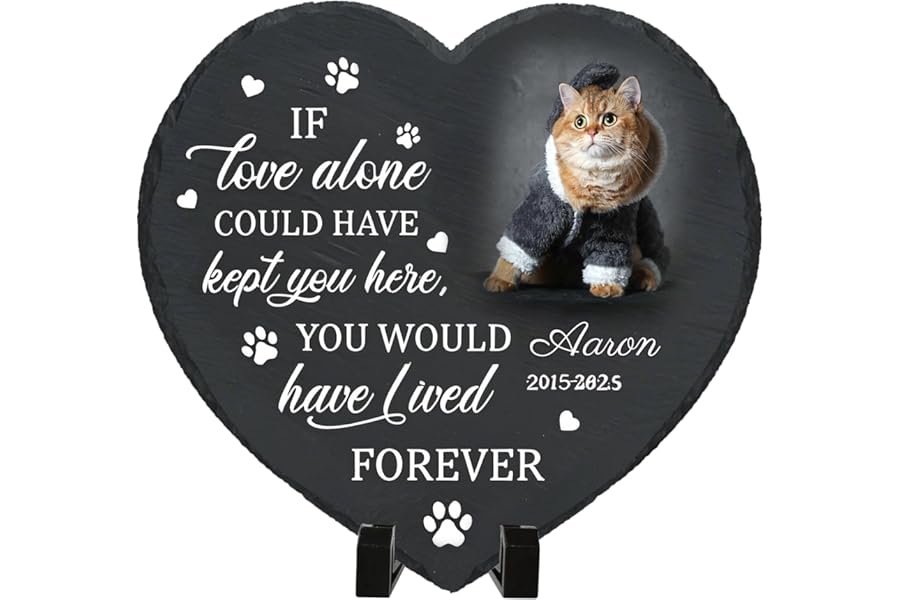 Umitive Personalised Cat Memorial Stone - Custom Engraved Pet Grave Stone for Garden, Heartfelt Cat Memorial Gift, Pet Loss Gifts for Cat Lovers, Unique Pet Memorial Plaque (Style D)