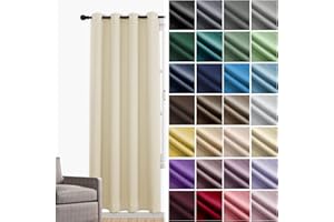 JRUI VerdunklungsvorhäNge 1er Set Thermovorhang Gegen KäLte Und Hitze mit öSen Gardinen Schlafzimmer VorhäNge Blickdicht LäRmschutzvorhang für Schlafzimmer Wonhzimmer Büro 180 x 200cm (HXB) Beige