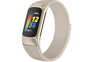 surundo Kompatibel mit Fitbit Charge 6/Fitbit Charge 5 Armband - Magnetverschluss Maschen Schleife Verstellbares Metall Bänder für Fitbit Charge 6/Fitbit Charge 5 Advanced Fitness/Gesundheitstracker