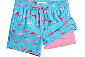 MaaMgic Badehose für Herren mit Kompression Badeshorts 2 in 1 | 5.5" Schnelltrocknend lässige Swim Shorts Kurz Boardshorts mit Innenhose Reißverschlusstasche XS - XXL