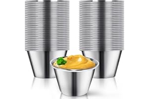 Artcome Lot de 55 tasses à condiments en acier inoxydable, idéales pour tremper et portions, 70,9 g