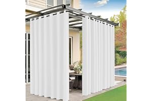 M METERXITY Outdoor Curtains for Patio Waterproof, 150W x 84L Inch Heavy Gazebo Curtains for Outdoor Patio, Porch, Sunlight [White, Grommet Top]