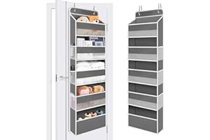 SOMHE Over The Door Organiser Storage with Hooks, 5-Shelf Hanging Storage Pockets, Back Door Storage with Perspective Grids, and 6 Side Mesh Pockets for Baby Nursery Bathroom Closet Dorm Room