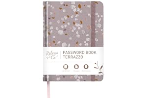 Rileys & Co. Kompaktes Terrazzo-Passwortbuch | Alphabetisch Sortiert, Sicherer Login-Organizer, Internet- & Website-Benutzernamen-Manager | Tragbar Und Praktisch (Rosa, 15,2 x 11,4 cm)
