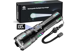 Jayxinli Lampe Torche LED Ultra Puissante 1000000 Lumens - Rechargeable avec Batterie 5000mAh Affichage LCD De La Puissance, 5 Modes, Zoomable, IP67 Étanche pour Camping, Ventures en Plein Air