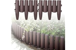 LARS360 5,6m Kunststoff Holzoptik Rasenkante Beeteinfassung Mähkante Garden Border Wetterfest Gartenpalisade Beetzaun 1 Element (L x H): 28 x 24cm Braun