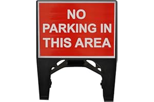 Street Solutions UK - 600 x 450mm Road Q-Sign 'No Parking In This Area' - Plastic with Folding Leg
