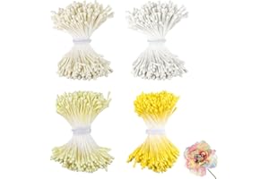XRXYMQ 1400 Pièces Pistil Fleur Loisir Creatif 4 Couleurs Cure-Pipe Fleurs Jaune/Crème/Jaune Clair/Blanc Accessoires de Cure-Pipe pour Bricoler Travaux Manuels Décoration