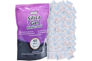 ANSIO 5 gram Silica Gel Desiccant Sachets Moisture Absorbers - Pack of 60