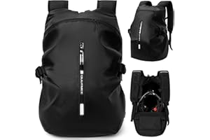 OUUTMEE Mochila para casco de moto, ciclismo, impermeable, reflectante, bolsa de casco para hombre, gran capacidad, color negro
