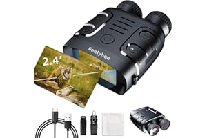 Feelyhee Jumelle Infrarouge Vision Nocturne 2.5k, Lunettes de Vision Nocturne de 800m pour Adultes avec 3800Ah Rechargeable, Jumelles Puissante Vision Nocturne pour Chasse avec Zoom Numérique 5X