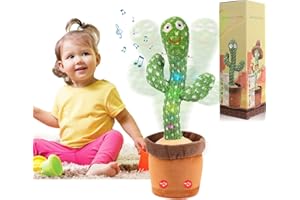 MIAODAM Tanzender Kaktus, Sprechender Kaktus 120 Musik Singender Kaktus Spielzeug Mit 5 Funktionen (Tanzender+Singender+Spricht Nach+Leuchten+Aufzeichnung+ Wiederholen)