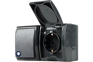 REV AquaForm - Interruptor combinado de A/W, IP44, bipolo, superficie de superficie, color antracita