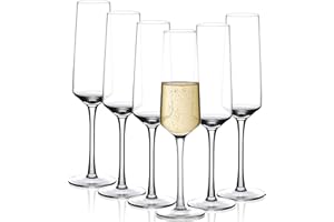 Amisglass Flûtes à Champagne, Verre à Pied Champagne Cristal de 6 Pcs sans Plomb, Coupes à Champagne de 280 ML, Collection Avant-Garde, Idéal comme Cadeau - 280 ML
