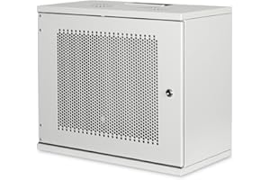 DIGITUS Armario de red, rack de 19 pulgadas 9 U, Sin montar, Montaje en pared, 400 mm de profundidad, Carga 60 kg, Puerta perforada, Gris