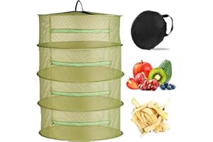 WAYXMAX Trockennetz Kräuter,Mesh Kräutertrockner Trockennetz Für KräUter,2/4-Lagiges HäNgendes Trockennetz Mit Reißverschluss,Für Kräuter, Pflanze, Fleisch, Zwiebeln, Fisch, Gemüse (4-lagiges Hellgrün)