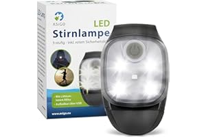 Asigo® Torcia LED Ricaricabile con Clip, Mini Torcia Potente USB Super Luminosa, Torcia Frontale, Mini Led, Luce Corsa, Trekking, Campeggio, Lavoro, Cani, Luci Bici | 4 Modalità - Lampada Ricaricabile