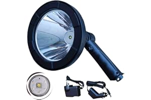 DICN Hand Held Spot Light LED T6 5 Inch Portable 12V Rechargeable Searchlight High Power Super Bright Shooting Lamp Indoor Outdoor Hunting Camping Fishing Boating - 2 Year Warranty