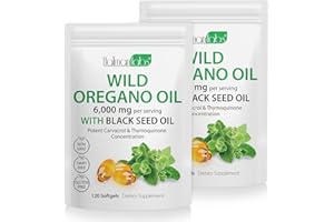 VALAVIE Oregano Oil Capsule 120 Count 2 in 1 Formulated with Wild Oregano Oil 6000mg with Black Seed 200mg Non-GMO & Immune SupportNon-GMO & Immune Support (240PCS)