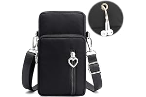 HENGBIRD Cross Body Bag,Women Crossbody Mobile Phone Bags Pouch with Adjustable Strap,Anti Theft Crossbody Multi-Compartment Passport Bag Black Small Handbag Phone Purse for Women Girl