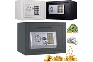 VICKYHOME 8.5L Money Box Cash Safe Box, Lockable Digital Security Safes for Home Office, Electronic Safe Wall Mounted Metal Steel Safe for Storage Documents Jewels Book, 31 x 20 x 20 cm, White
