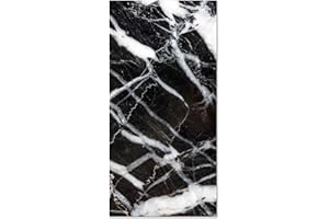 Panorama Alfombra Vinílica Mármol Negro 40x80 cm - Alfombra en Vinilo - Alfombra Salón Antideslizante, Antihongos e Ignífuga - Alfombras Grandes - Alfombras PVC